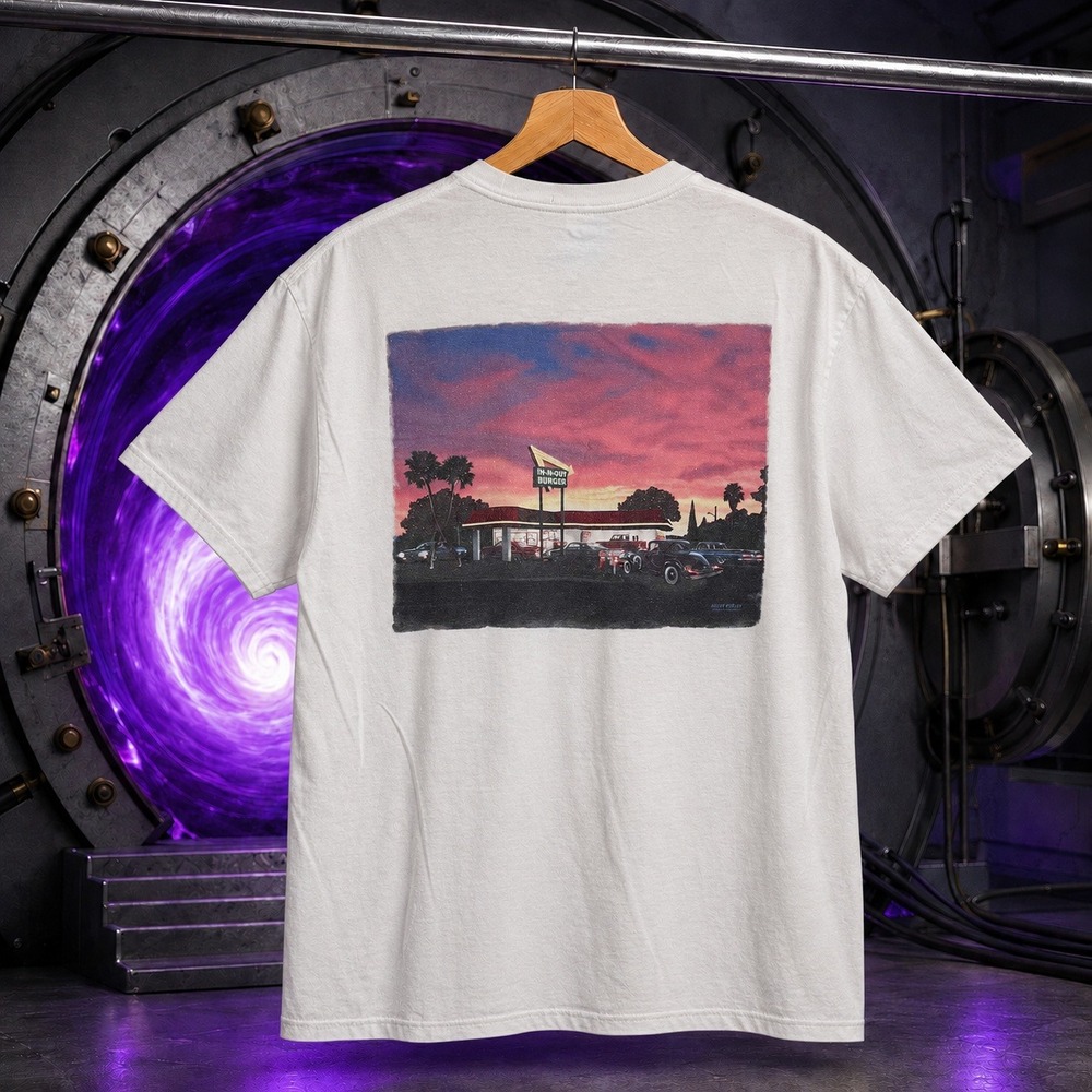 In-N-Out Burger Texas Graphic T-Shirt White Medium Retro Sunset Back Hit Tee
